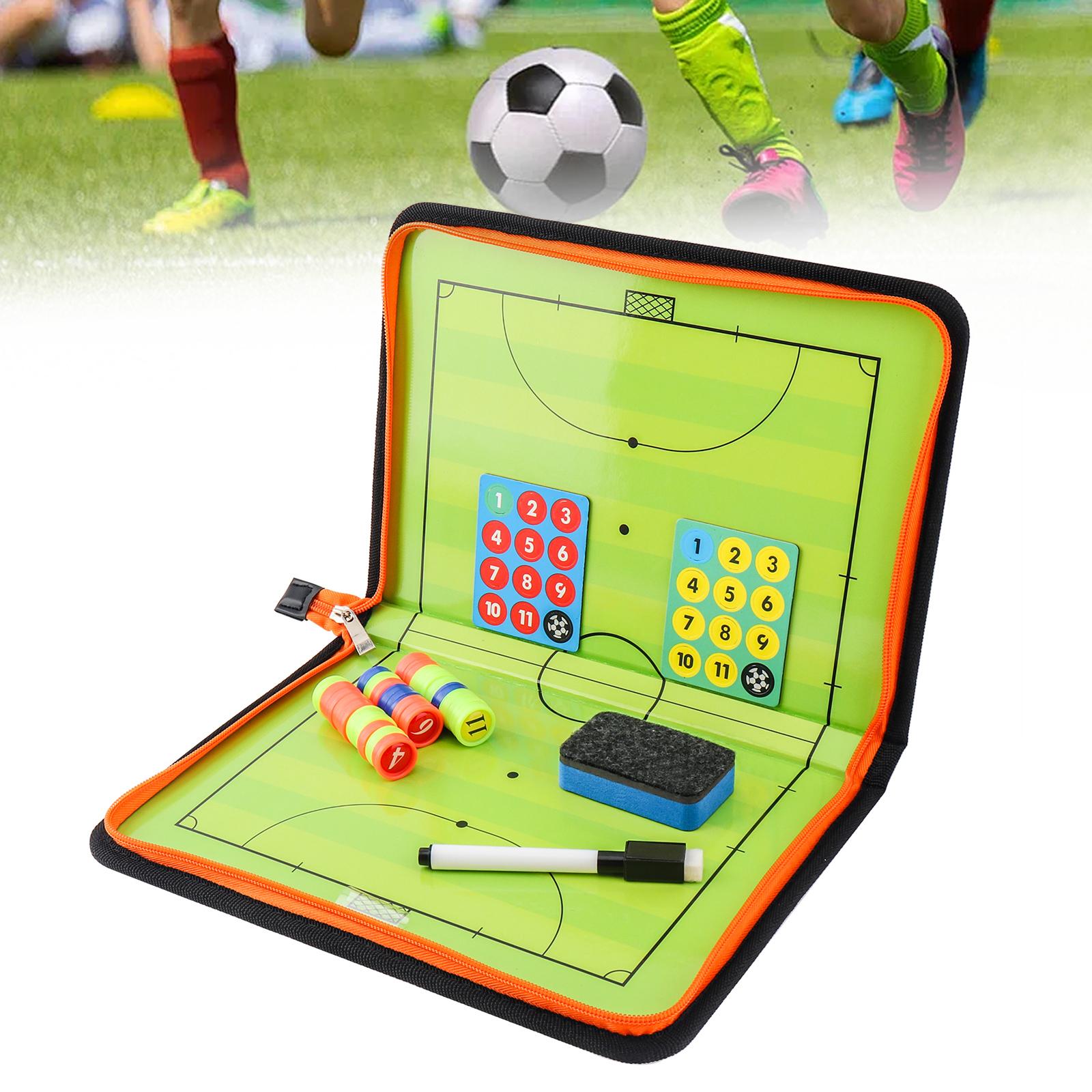 Magnetic Foldable Football Board with Zipper Case, 5-a-Side Soccer Tactics Board Kit, Portable Strategy Board for Training Coaching
