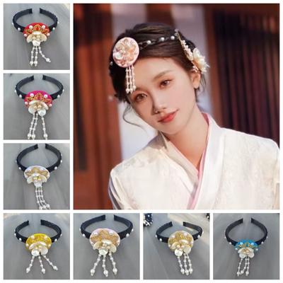Bandeau de Cheveux Hanbok Fleuri Anneau de Cheveux Perle Scène Danse Mode Bandeau Coréen Hanfu
