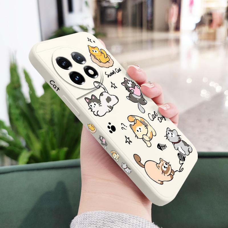 Cat String Ball Phone Case For Oneplus 12 12R 11 11R 10 10R 10T 9R 9RT 9 8T 8 7 7T Pro 5G Liquid Silicone Cover