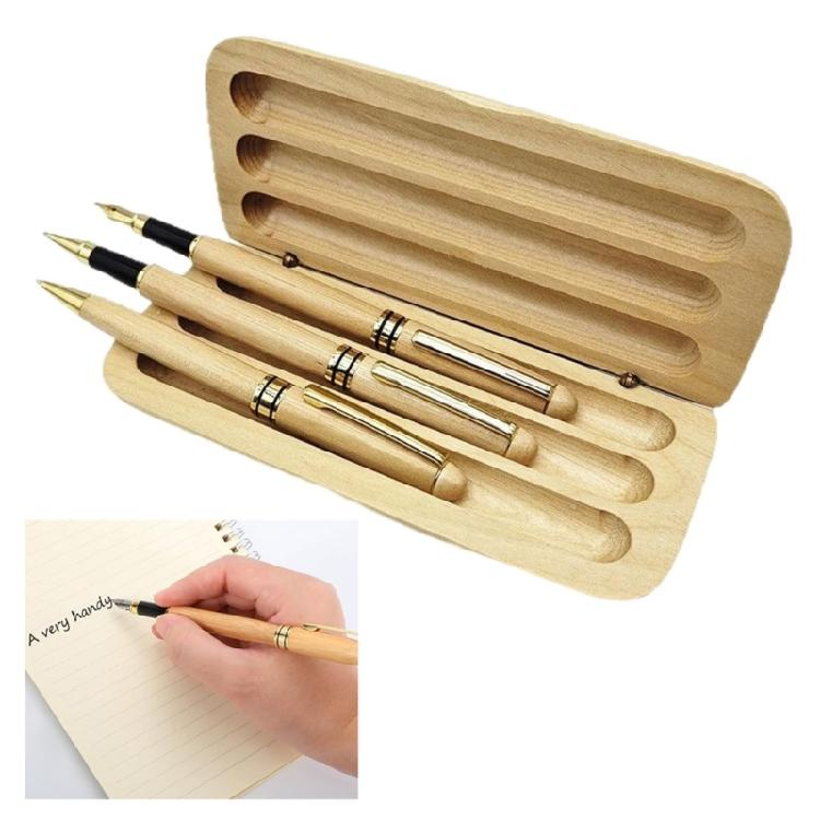 Wood Pen Gifting Pen Box Set Wood Ballpoint Pen Wood Piston Filled Fountain Pen with Metal Tip For Students Adult