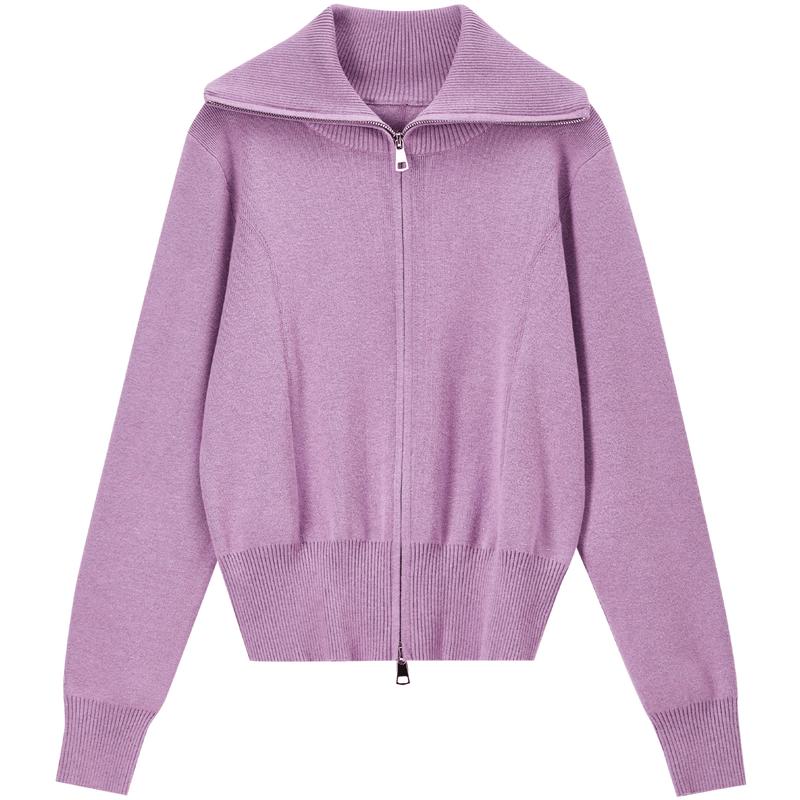 Women's Winter Lapel Zipper Cardigan Sweater