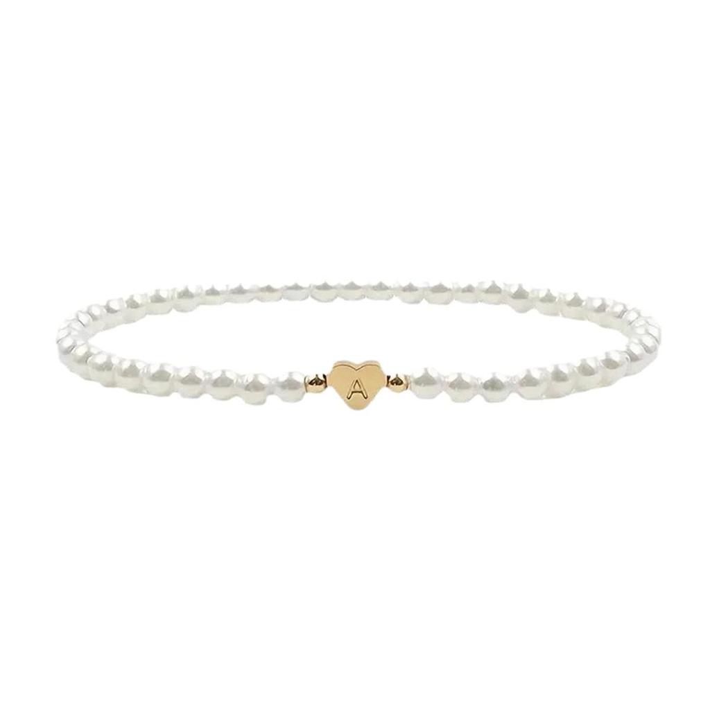 Elegant 26-Letter Heart Bracelet: Gold-Plated Copper, Pearls, Fashionable Luxury