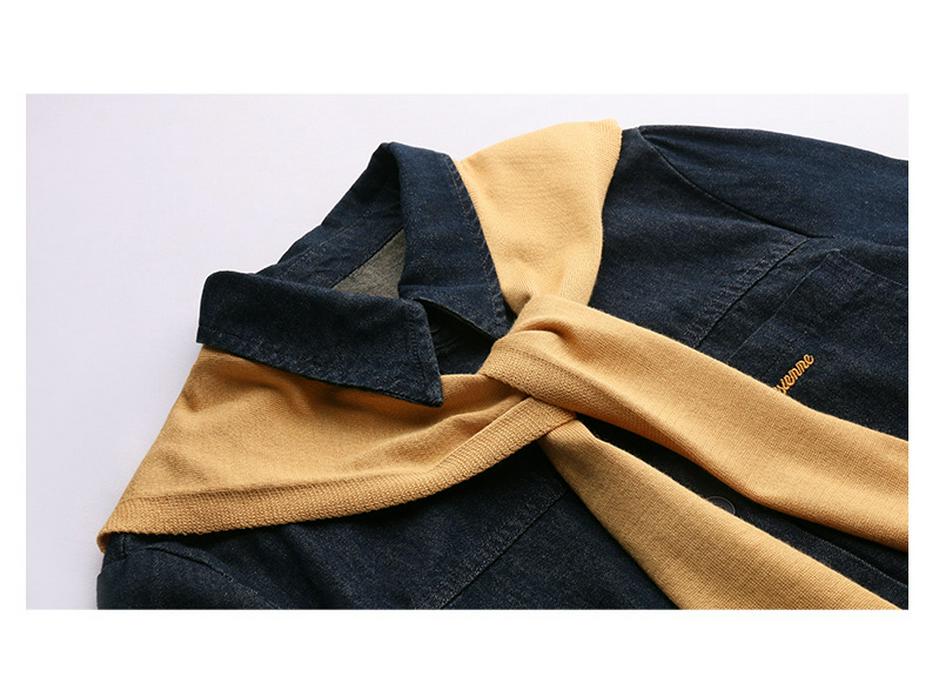 Modă de Primăvară 2025 Jachetă Denim & Fustă Midi cu Șal - Set din Trei Piese (CY8115)