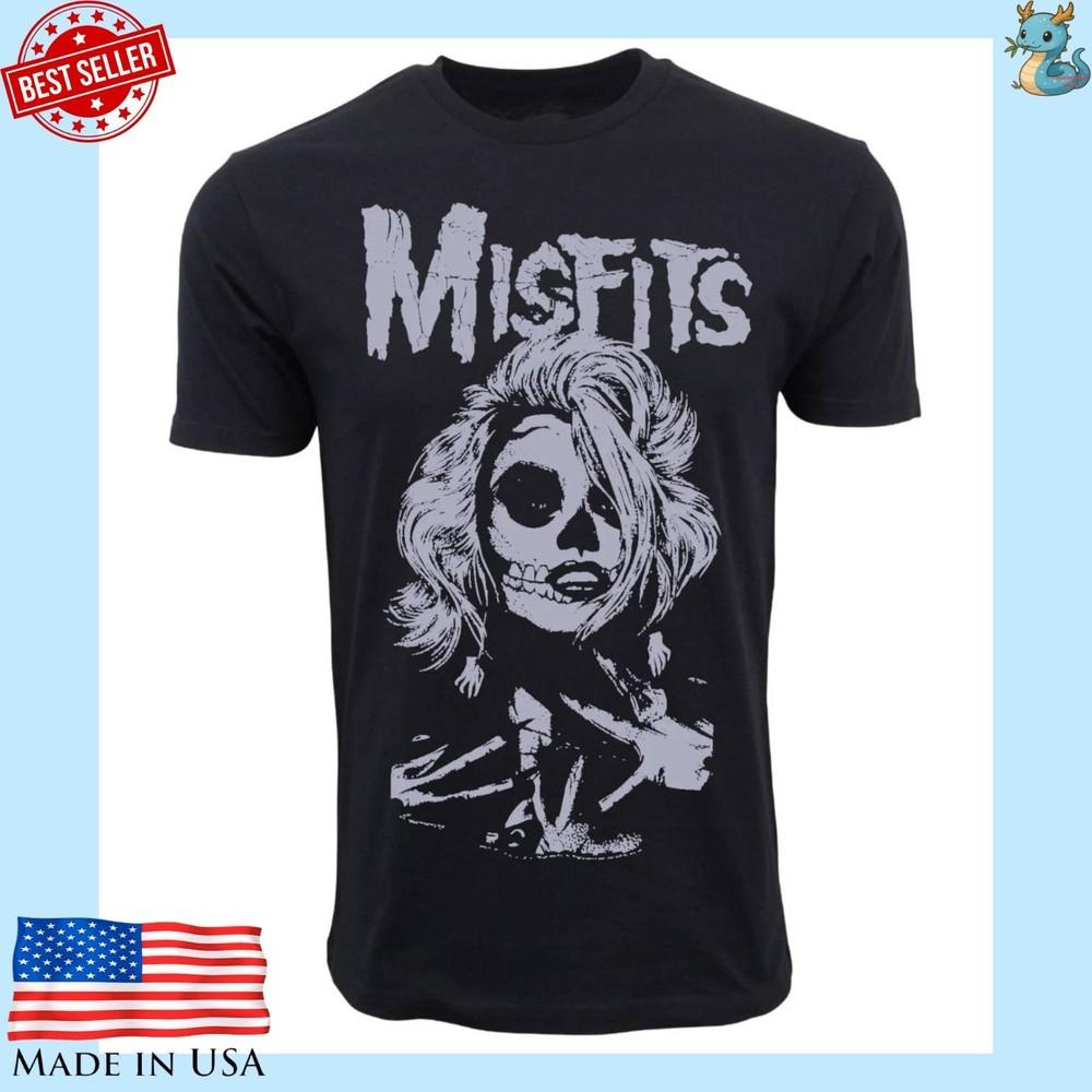 Misfits Skull Face T Shirt Vintage Horror Punk Band Graphic Tee Black Reprint Unisex T-Shirt XXXXL