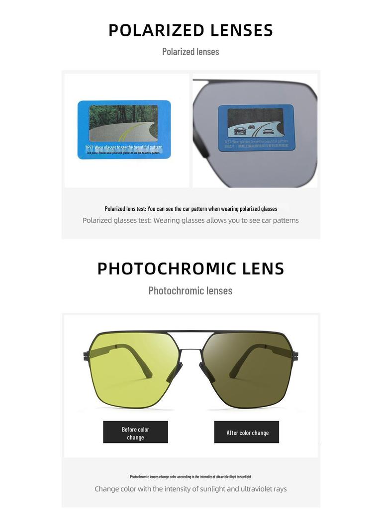 Men's Polarized Aviator Sunglasses - Anti-UV, High Definition, Double Bridge Design for Fashionable Driving