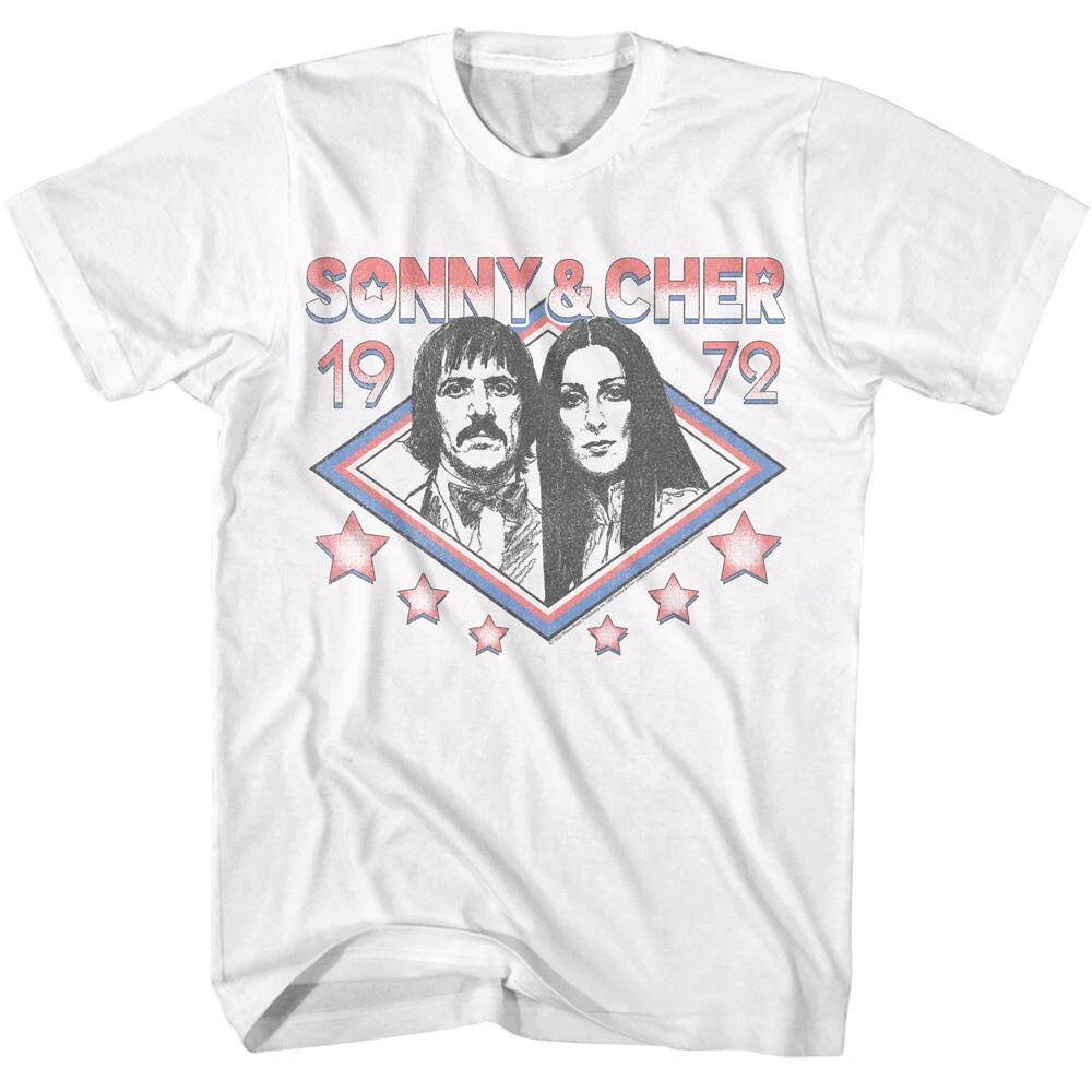 Sonny & Cher 1972 Diamond Frame Photo Stars Men s T Shirt Pop Rock Music Duo L