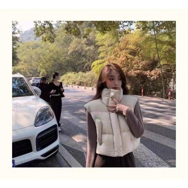 Bavlněná vesta dámská stojáček zahuštěná volná krátká malý voňavý vítr bez rukávů bavlněná vesta kabát vlna