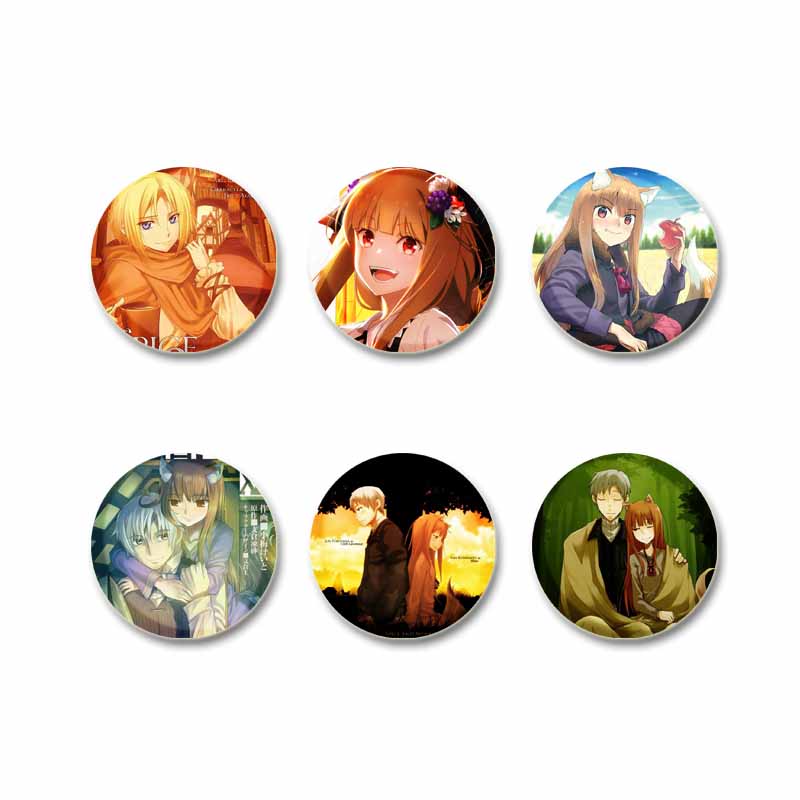 Cute Anime Spice and Wolf Enamel Badges Cartoon Manga Brooches for Backpacks Clothing Jewelry Accessories Circular Lapel Pins