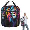 Bunte Löwendruck-Isolierte Lunchtasche für Damen Kinder Tragbare Lebensmittelboxen Thermische Lunchbox Tragetasche
