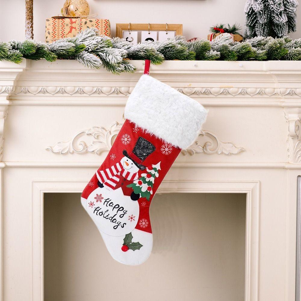 

Large Size Christmas Gift Sock Xmas Tree Ornaments Gift Bag Christmas Stocking Christmas Decor зелёный