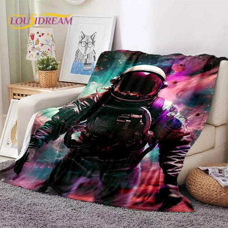 Astronaut Universe Spaceman Outer Space Cartoon Soft Flannel Blanket for Beds Bedroom Sofa Picnic,Throw Blanket Outdoors Leisure