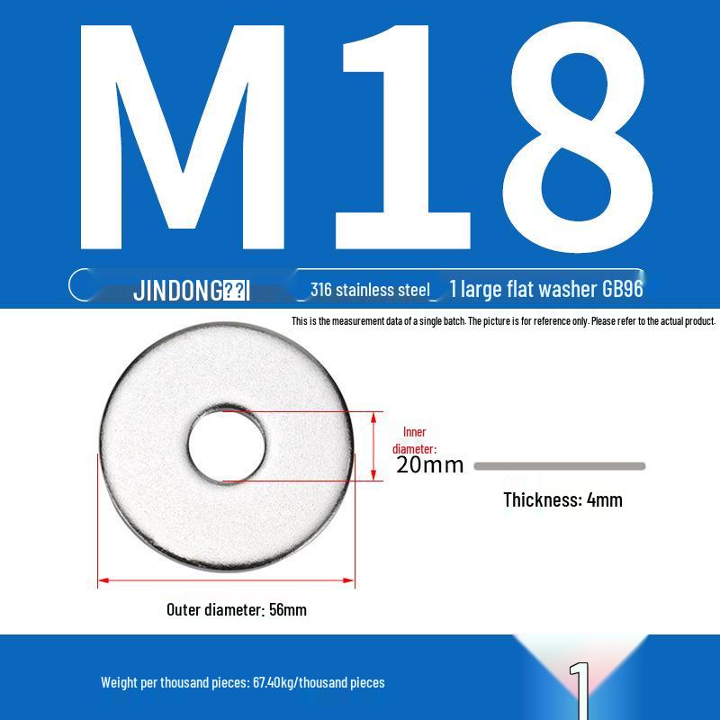 Stainless Steel 304/201/316 Oversized Thick Flat Washer Gasket Screw Washer GB97/GB96