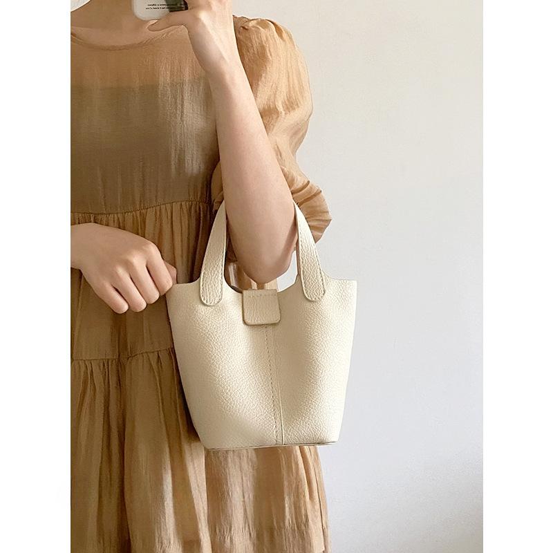 Women's Pu Soft Leather Hand-held Small Bag, Summer Casual Bucket Bag, Versatile Single-shoulder Crossbody Bag