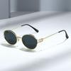 New round frame metal sunglasses women's fashion high sense anti-blue sunglasses round frame personality