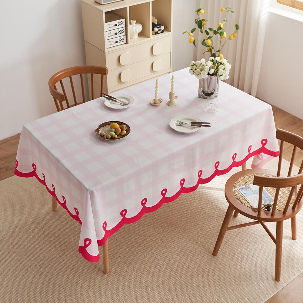 Special-Shaped Waterproof Cartoon Dopamine Table Cloth Living Room Coffee Table Desk Peach Skin Velvet Light Luxury Anti-Scald Tablecloth Decoration