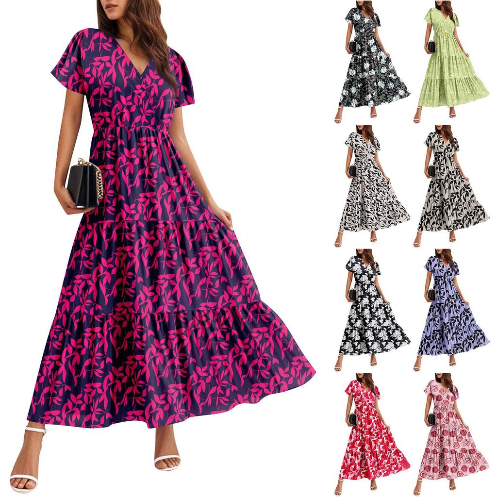Women's Flowy Dresses Women's Summer Dresses Casual Short Sleeve Maxi Dresses Formal Maxi Dresses