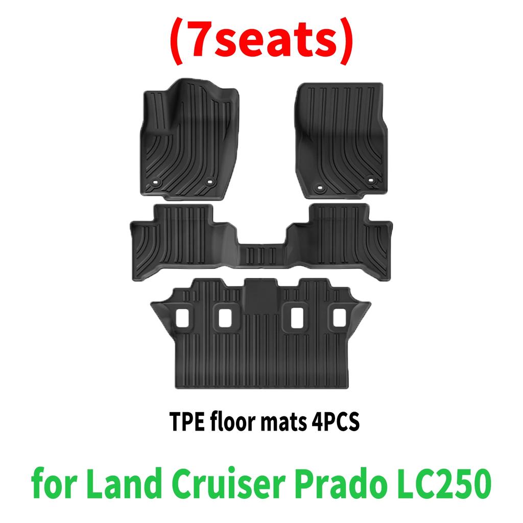 High-quality TPE Car Floor and Trunk Mats for Land Cruiser LC250 Prado 250 2024 2025, Waterproof and Easy To Clean