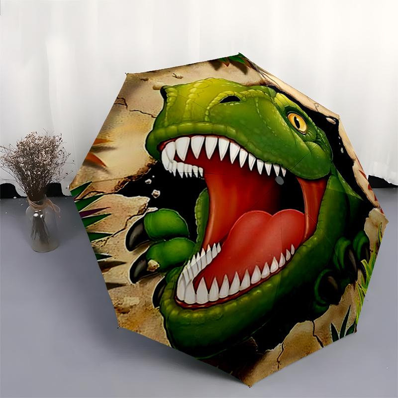 1pc Dinosaur Cartoon Umbrella, Portable 3-Fold Compact Umbrella, Suitable for Camping, Hiking and Travel, Ideal Easter Birthday Gift for Family a