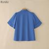 ZANZEA Women Commute Casual Turn Down Collar Loose Half Sleeve Blouse
