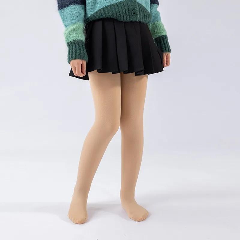 Thickened Children's Pantyhose with Added Velvet  Winter Skin Tone  High Elasticity  Anti Pilling White Dance Socks
