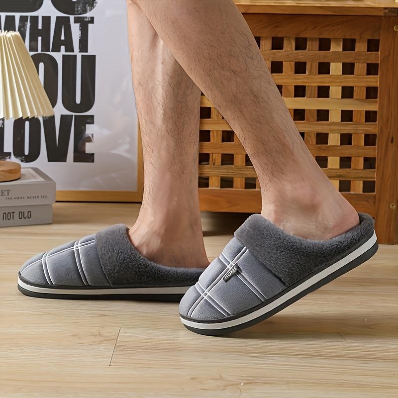 [Warm Slippers] Warm Plaid Men's Winter Slippers | Plush Indoor Shoes for Men, Home Slippers