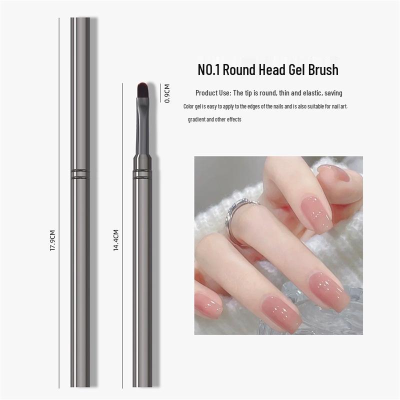 Gun Black Round Nail Art Gel Brush with Metal Handle