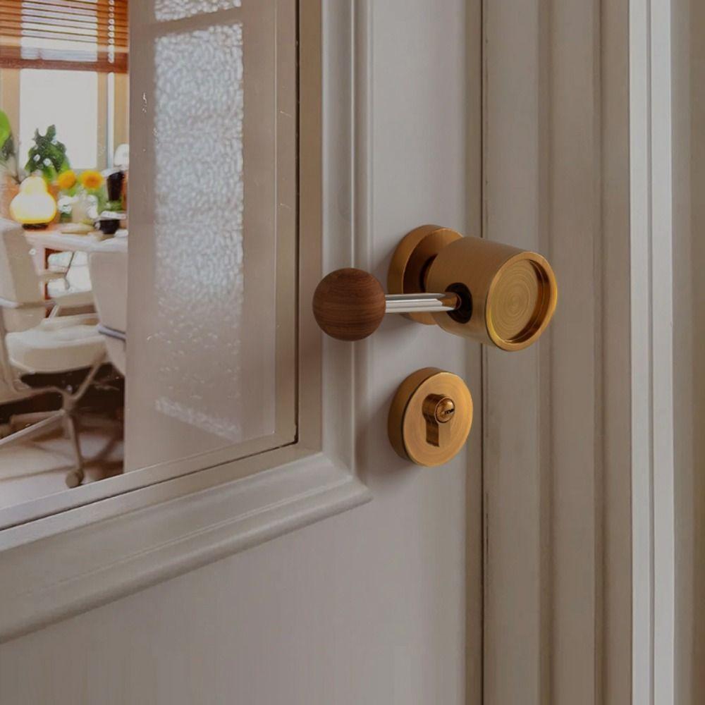Black Walnut Vintage Door Lock Creative Design Modern Door Knob Security Door Bar  Bedroom Use