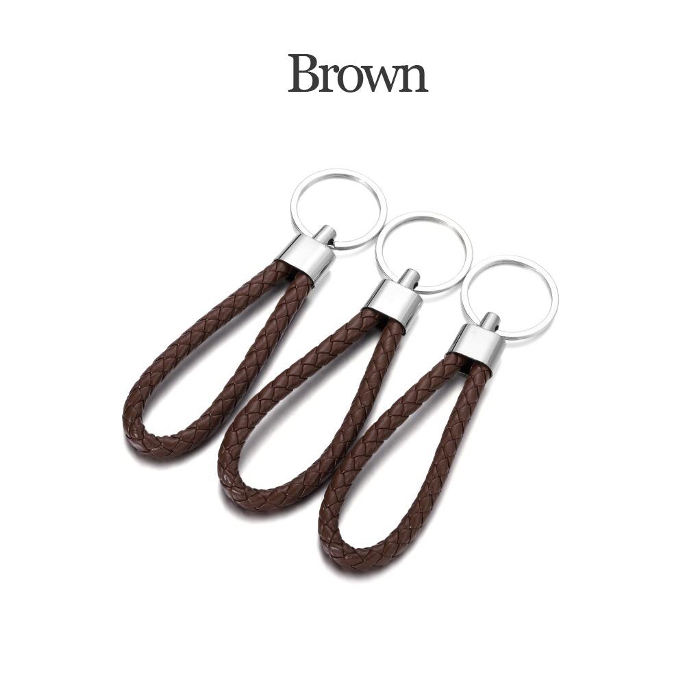 5Pcs/Pack PU Leather Braided Woven Rope Keychain DIY Bag Pendant Key Chain Holder Car Keyring Simple Multiuse Key Holder Gifts