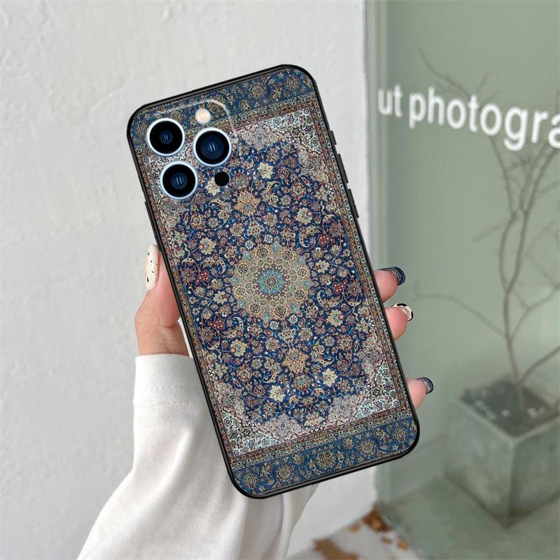 Persischer Teppich Blumenmuster Hülle Für iPhone 16 15 12 13 Mini 11 12 13 14 Pro Max X XS Max Plus XR Handyhülle