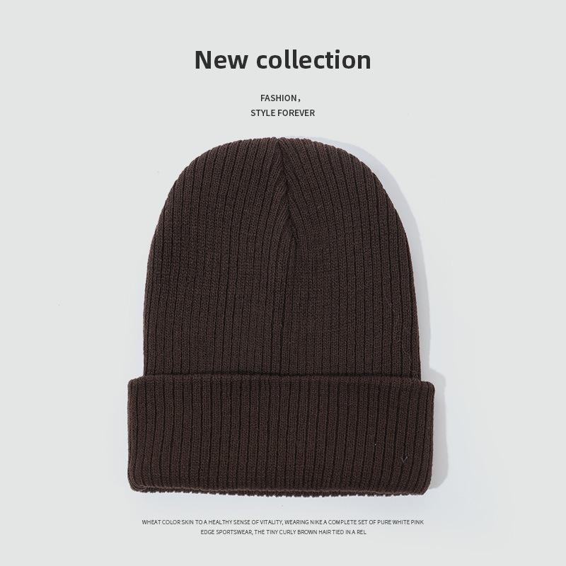 Solid color knitted hat Warm wool hat High elastic lengthened outdoor brimless cold autumn and winter hat Adult cold hat