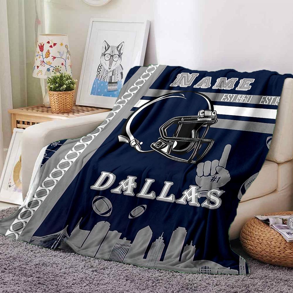 Dallas Football Helmet Banner With City Skyline Throw Blanket Text Ultrasoft Perfect For Sofa Couch Office Bed Picnics Allseason Use Modern Birthday