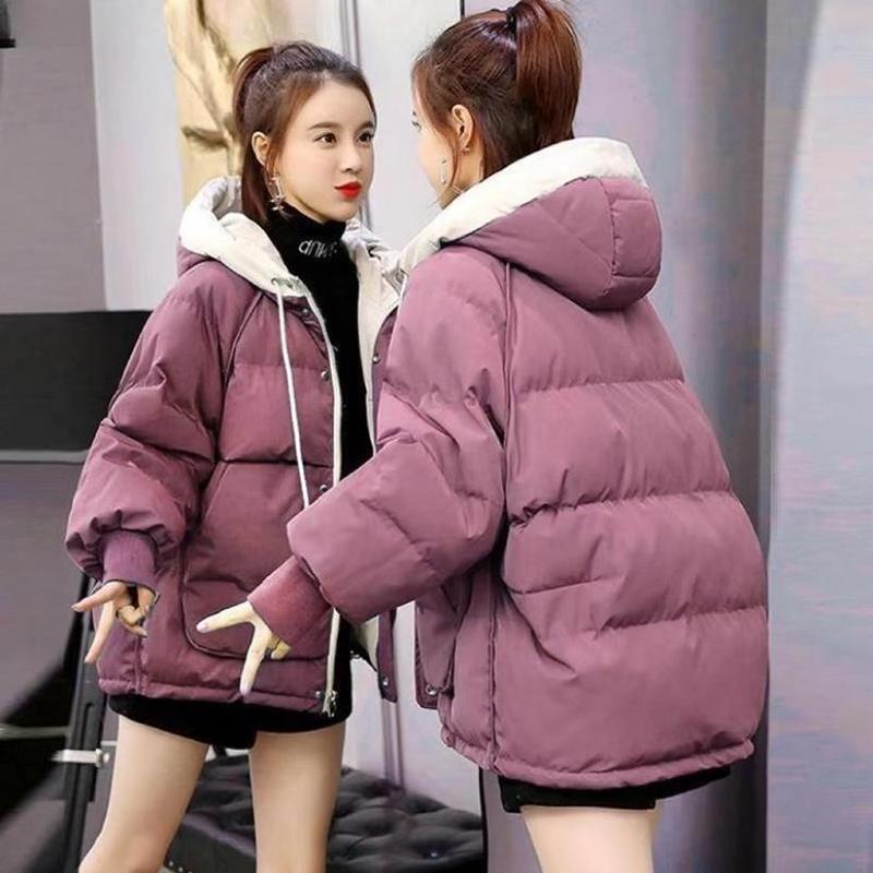 Winter Warm Hooded Coat Women Loose Down Jacket Ladies White Casual Slim Windproof Parka Outwear