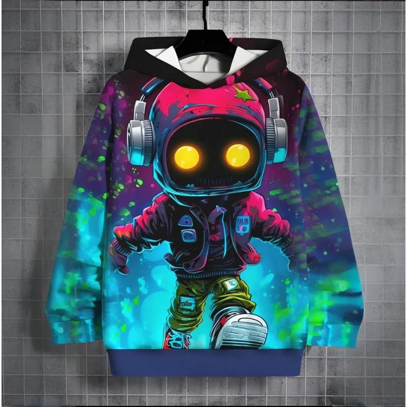 New Astronaut Print Men's Clothing Autumn/Winter Striped Hat Sweatshirt Casual Plus Size Hoodie 2024 Fashions Long Sleeved Tops