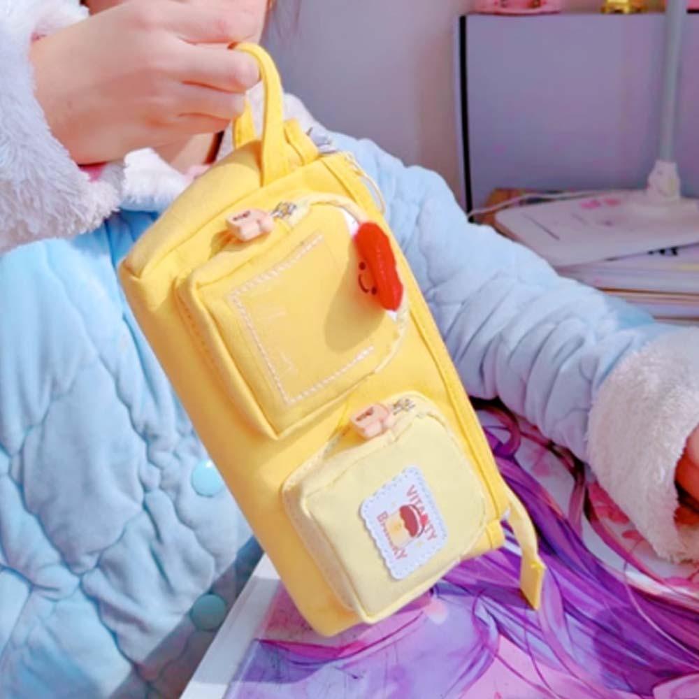

PVC Cute Bear Pencil Pouch Large Capacity Stationery Storage Bag Cartoon Canvas Pen Bag Kids жовтий