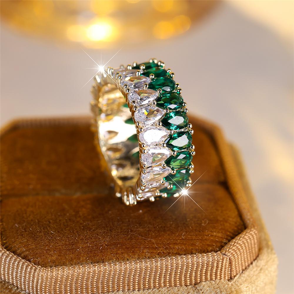 Bague de fiançailles vintage couleur or pour femme, avec pierre zircone bleue, violette, blanche, en forme de goutte d'eau, bijou de mariage de luxe