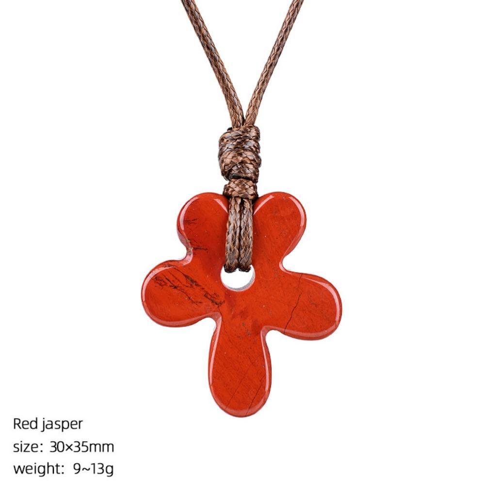 Semi-Precious Agates/Amethyst Necklace Five-Petal Pendant Necklace  Birthday Gifts
