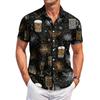 Men's Casual Short Sleeve Button Down Shirt Beer Festival Print Lightweight Breathable Fabric Relaxed Fit Summer Top