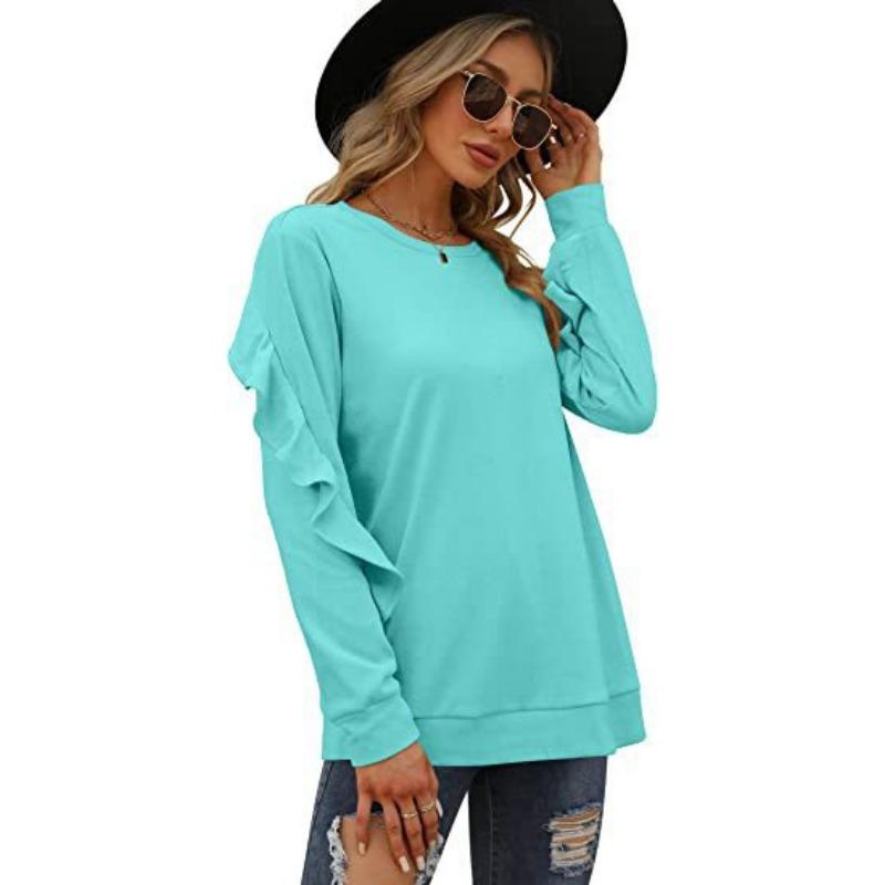 

Нова жіноча повсякденна толстовка з круглим вирізом і довгими рукавами XXXXL озеро синього кольору