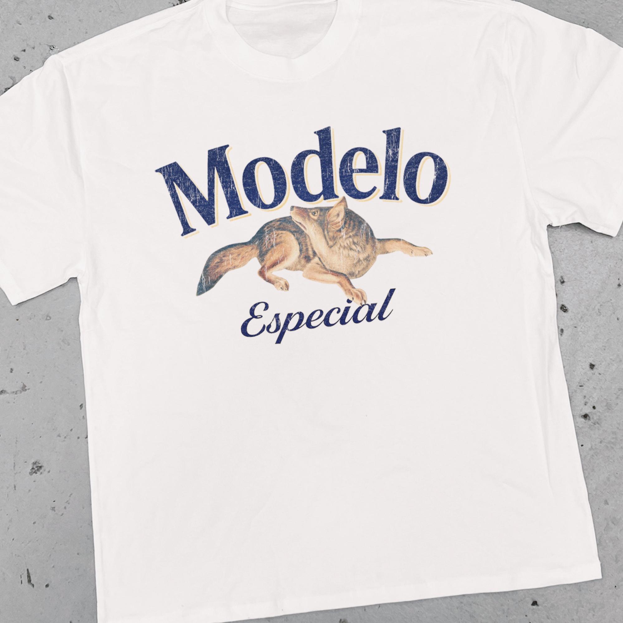 

Modelo Especial Coyote T-Shirt Men Women Vintage Beer Graphic Cotton Short Sleeve Streetwear Tee S разноцветный