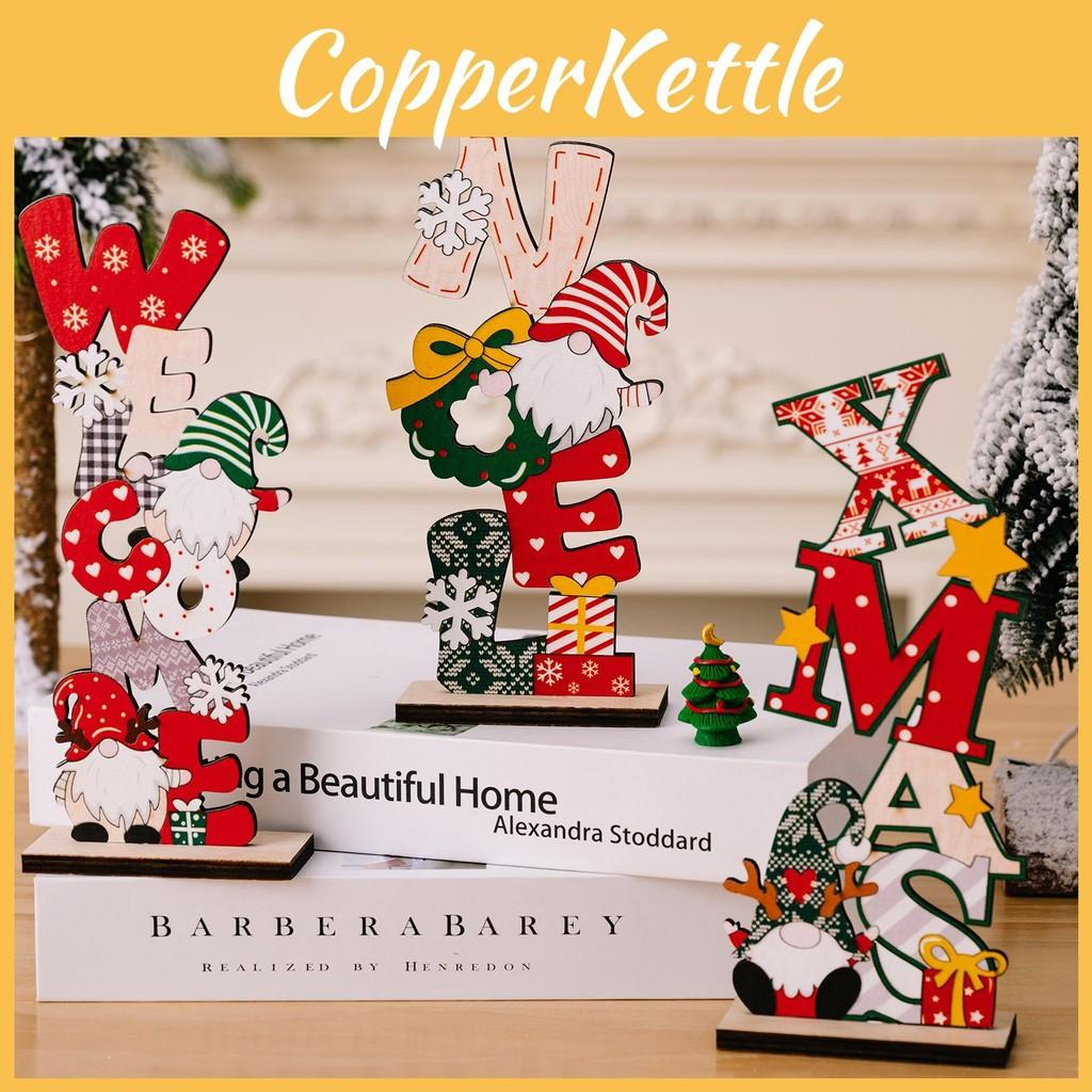 Desktop Figurine Christmas Wooden Decoration Printed Letter Noel Holidays Xmas