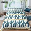 Cactus Duvet Cover Set King Size Hand Painted Style Bedding Set Nature Art Prints Comforter Cover Green Plant Cactus Quilt Cover