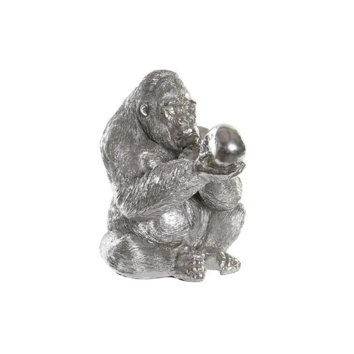 Decorative Figurine - Gorilla - Silvery - Resin - 38.5 X 33 X 43.5 Cm