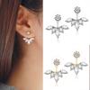Fashion Elegant Silver Needle Zircon Daisy Tree Leaves Water Earrings Drops