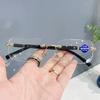 Vintage Square Frameless Frame Reading Glasses Anti-blue Light Presbyopia Eyewear Business Far Sight Eyeglasses Diopter To +4.0