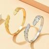 Versatile Feather Stainless Steel Leaf Bracelet - Retro Open Adjustable Design
