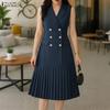 ZANZEA Women Casual Turn Down Collar Sleeveless Dress