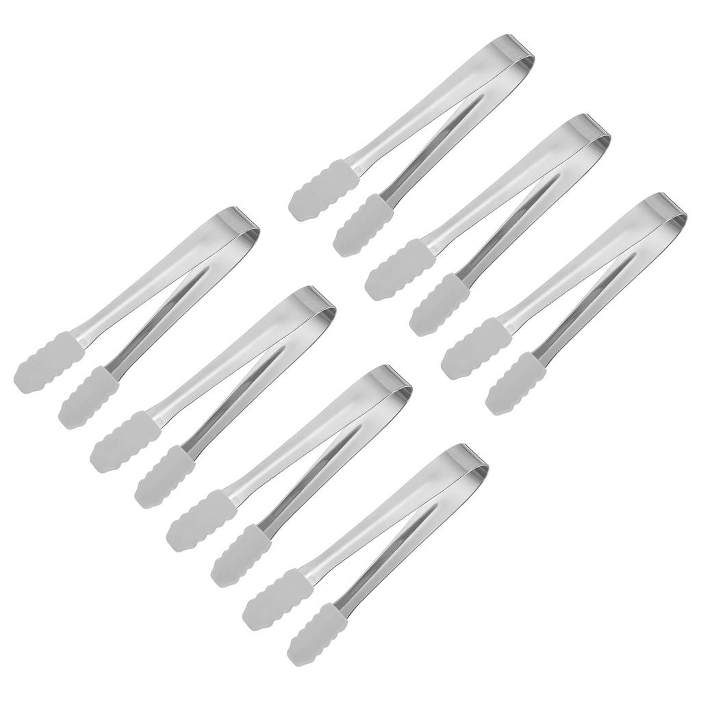 7pcs Silicone BBQ Grilling Tongs Stainless Steel Ice Tongs Tiny Tongs for Appetizers Sugar Desserts Bar Cafe Gold 5.3Inch