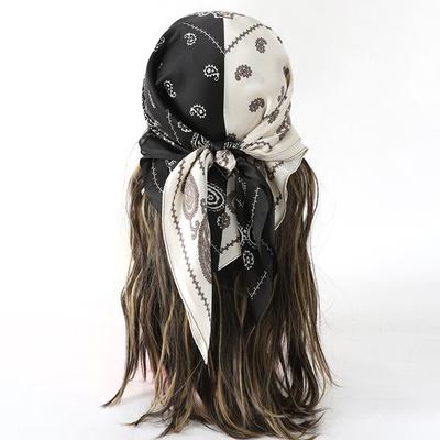 70x70cm Damen Seidenschal Kleines Satiniertes Quadrat Print Tuch Foulard Femme Taschentuch Bandana Nacken Haar Dünner Schal Schals