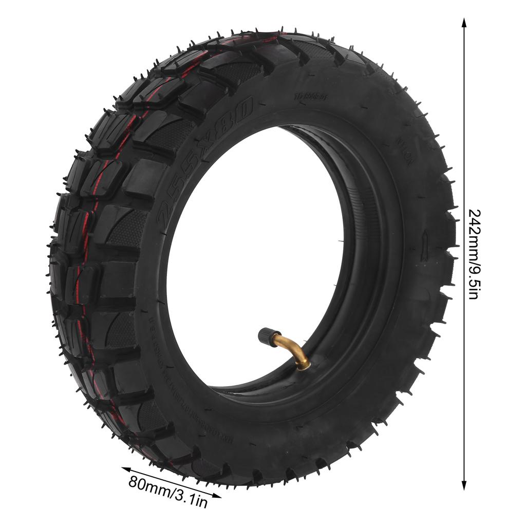 10in Electric Scooter Tire with 10x2.5in Inner Tube Inflatable Rubber Tyre Replacement 255x80 Outer Tube
