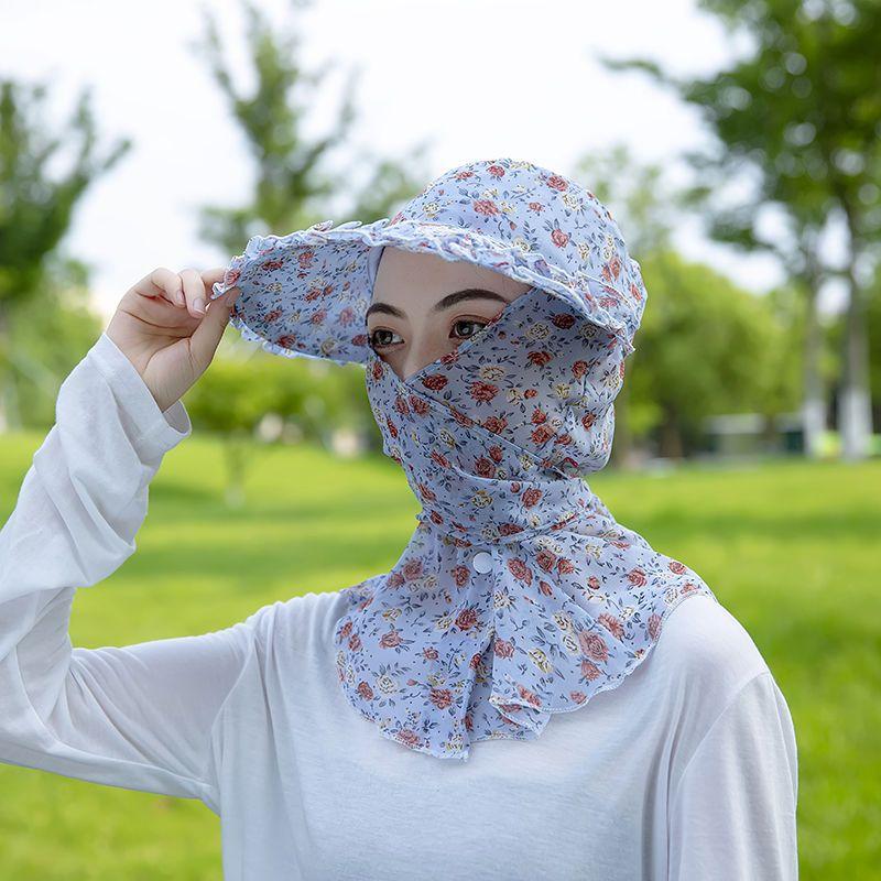 Pălărie de soare de vară pentru femei, pentru ciclism, în aer liber, pentru femei, care acoperă fața, protecție UV, pălărie de plajă cu margine mare